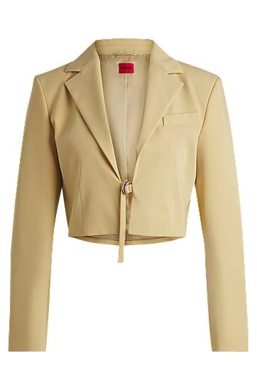 Jakna BOSS Cropped Blazer with Tie Closure Žuta | 50537589