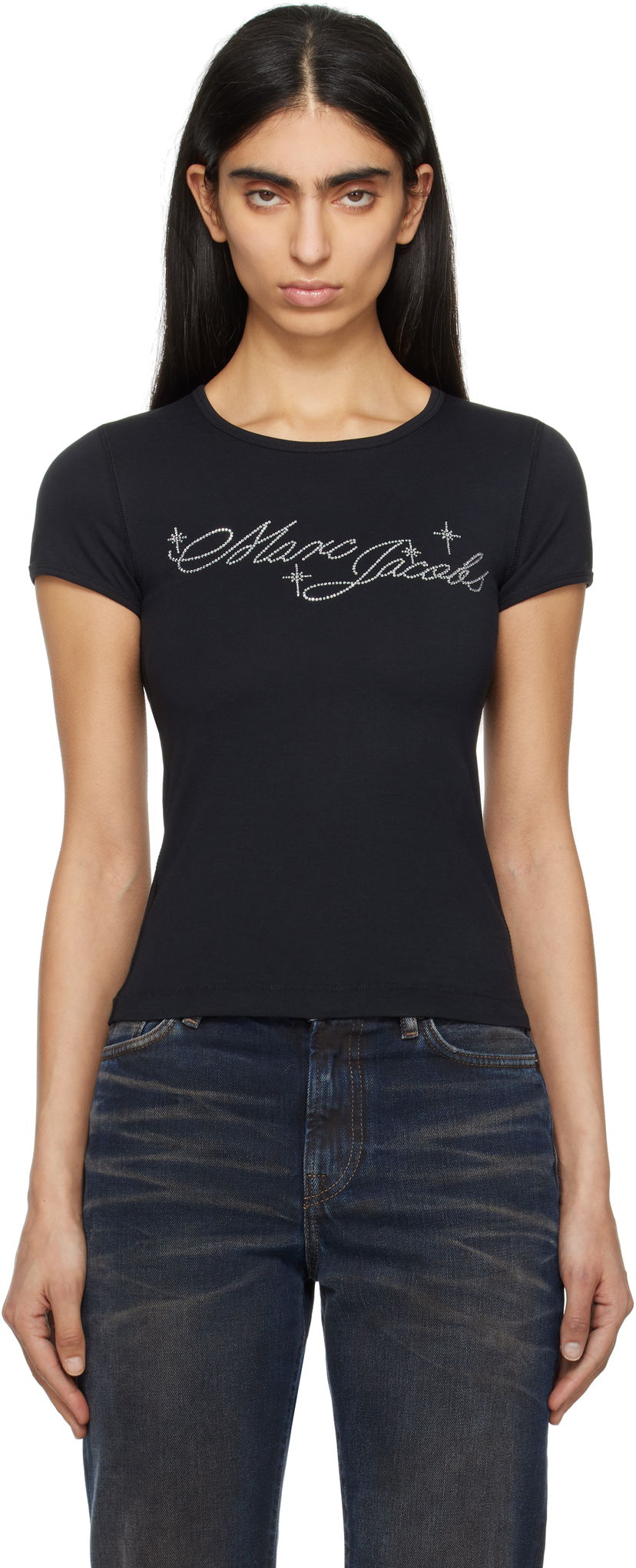 Majica kratkih rukava Marc Jacobs Marc Jacobs Charm Logo Shrunken T-Shirt Crna | 2S5RTP025C07