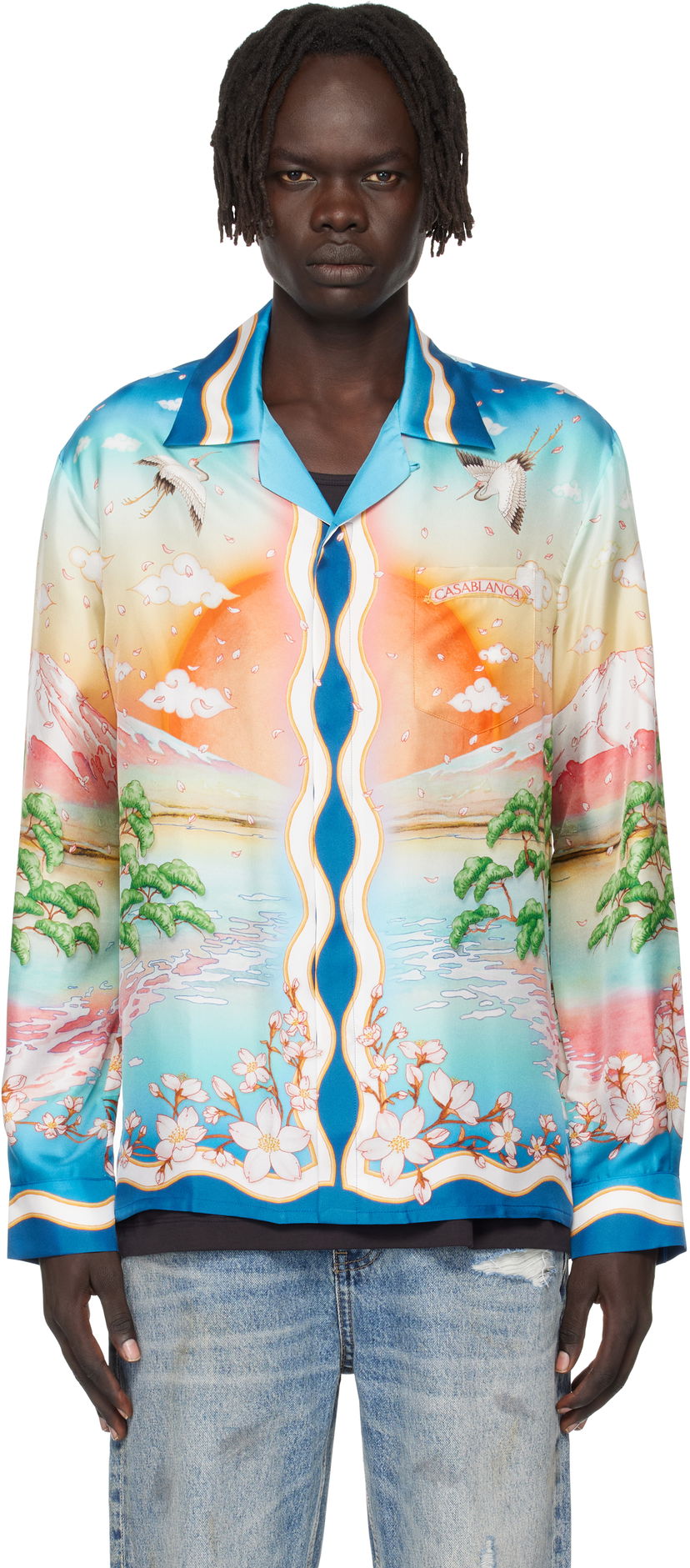 Košulja Casablanca Casablanca 'Tennis Club' Silk Print Long Sleeve Shirt Višebojno | U-MPF25-SH-006-01
