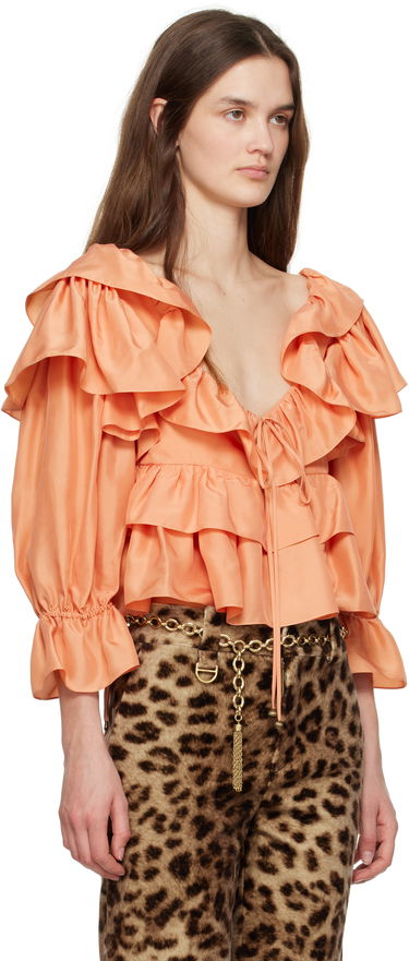 Košulja CHLOÉ Chloé Cropped Ruffle Blouse Narančasta | CH25SHT16314, 1