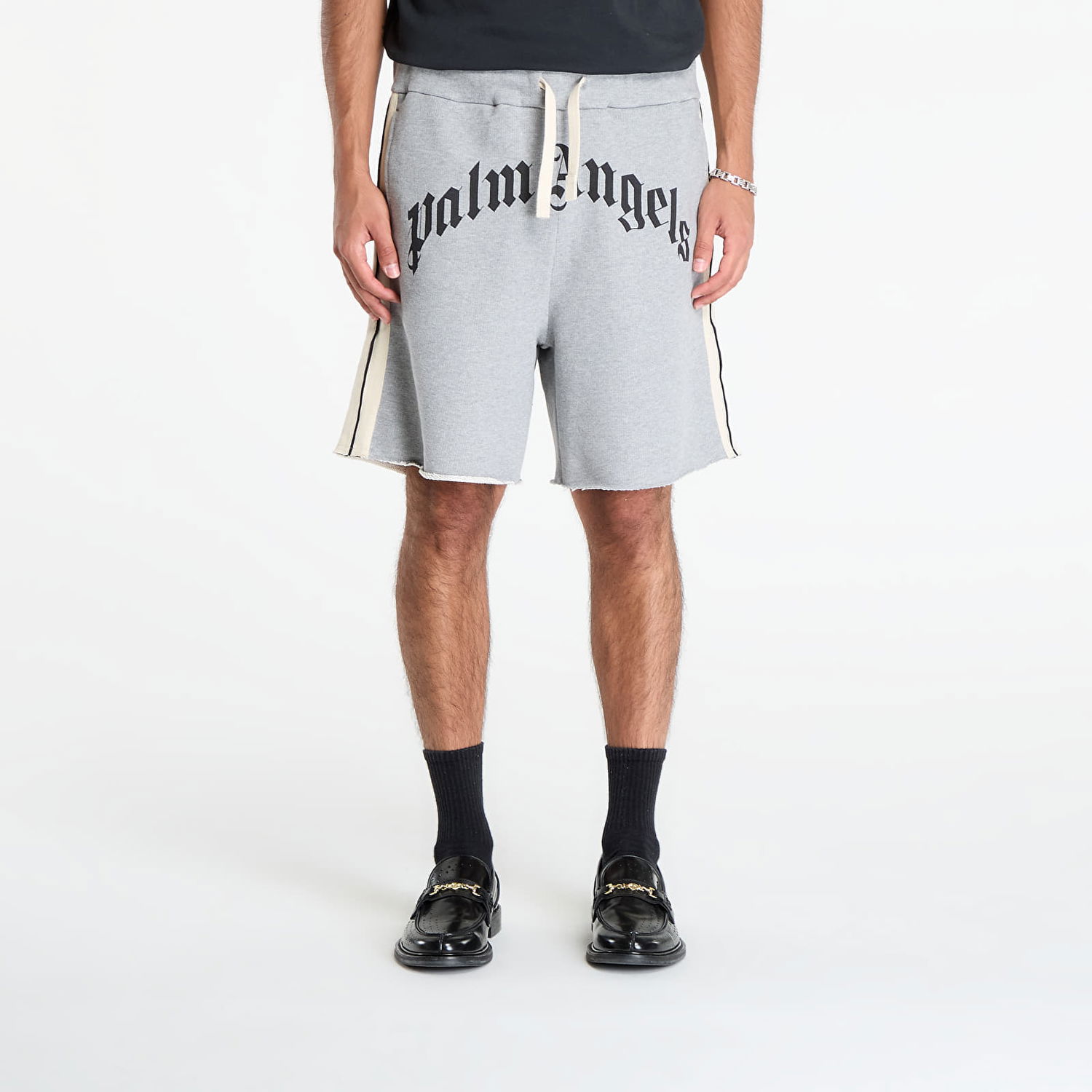 Kratke hlače Palm Angels Palm Angels Curved Logo Track Sweatshorts Siva | PMCI026F25FLE0010810, 0