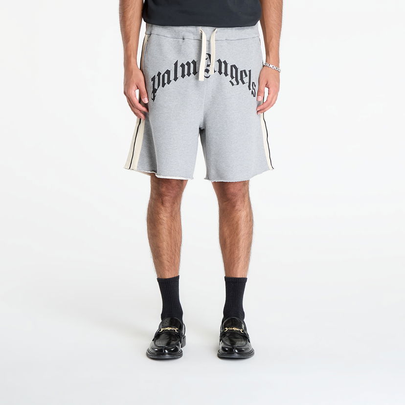 Kratke hlače Palm Angels Palm Angels Curved Logo Track Sweatshorts Siva | PMCI026F25FLE0010810