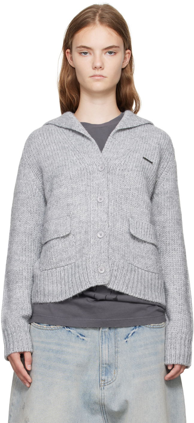 Džemper We11done Knit Sailor Collar Cardigan Siva | WD-KC2-24-632-W-GY