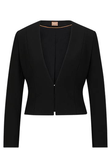Jakna BOSS Slim-Fit Cropped Stretch Jacket Crna | 50493541
