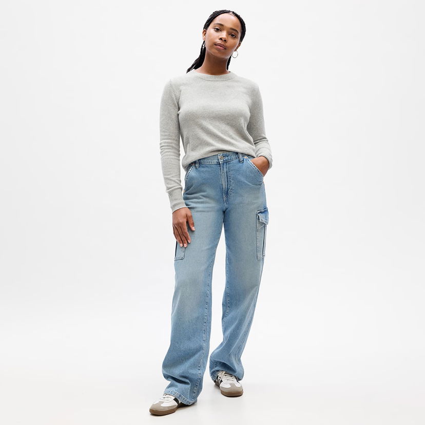 Džemper GAP Sweater Cashsoft Crew Light Heather Grey XXS Siva | 811295-01