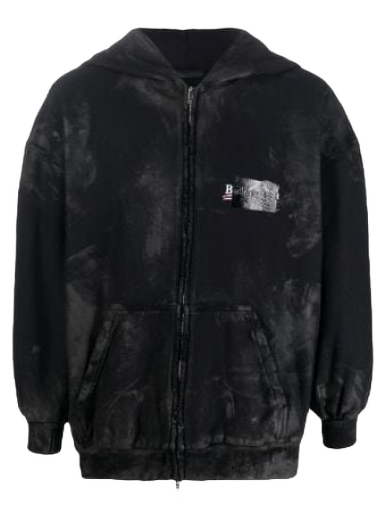 Dukserice Balenciaga Cotton Front-Zip Hoodie Crna | 720424TNVK5