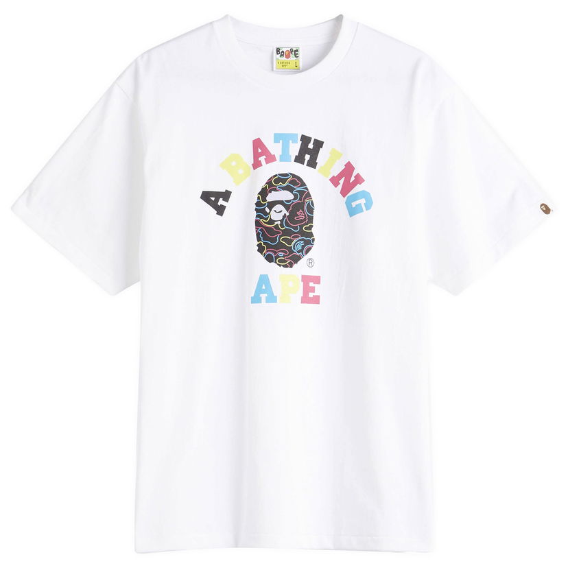 Majica kratkih rukava BAPE Bathing Ape Neon Camo College T-Shirt, Size Large Bijela | 001TEL301038M-WHT
