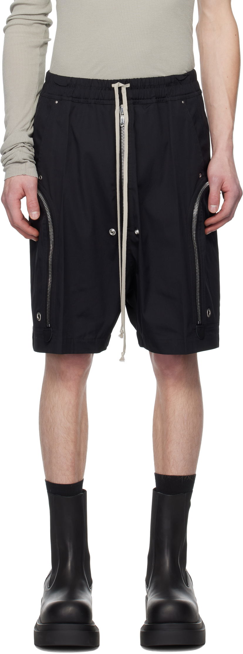 Kratke hlače Rick Owens Rick Owens Hollywood Heavy Bauhaus Bela Shorts Crna | RU01E5392 TE