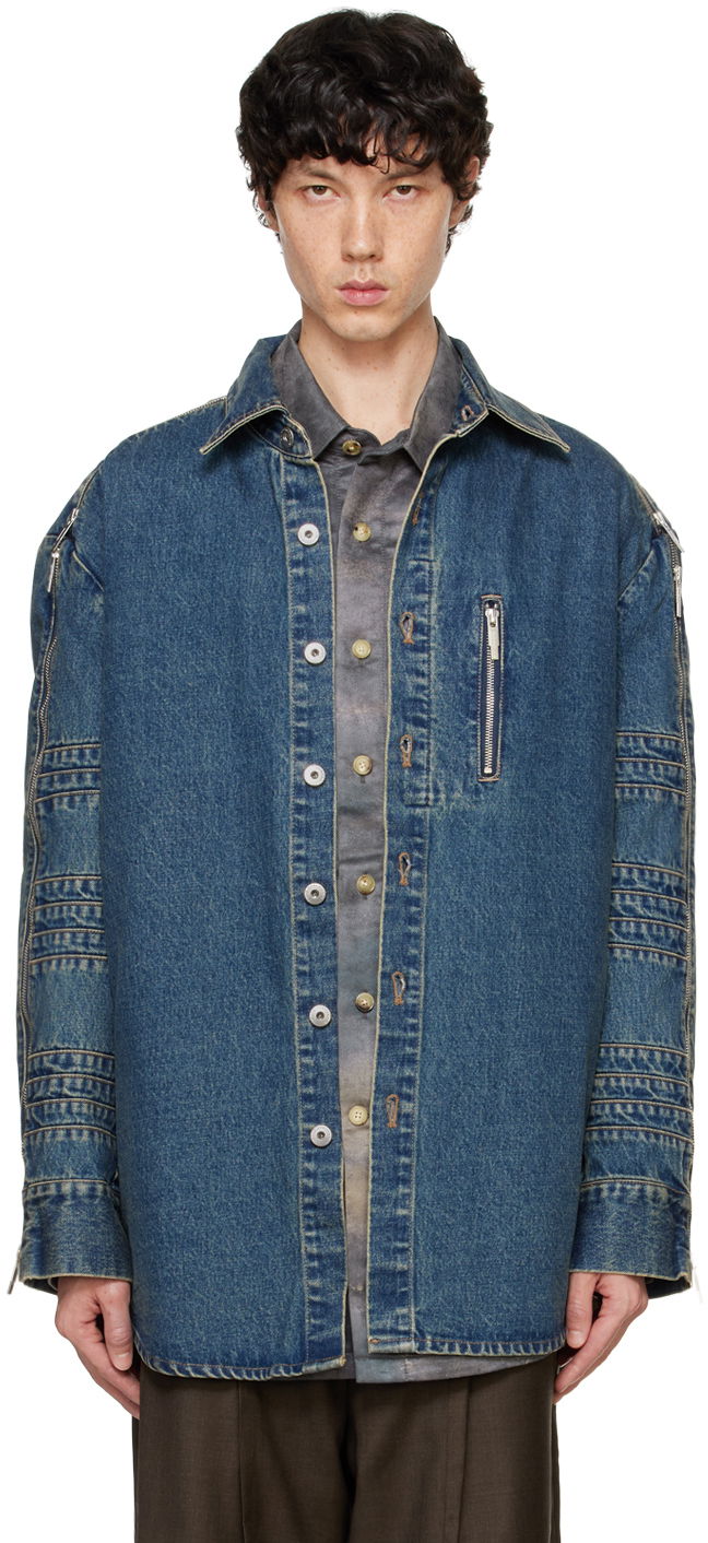 Košulja Feng Chen Wang Feng Chen Wang Zip Denim Jacket Plava | FUF18SR03
