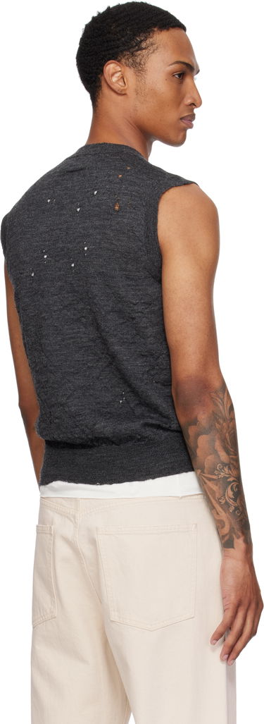 Džemper Maison Margiela MM6 Maison Margiela Wool Distressed Sweater Vest Siva | SH0FB0017 M13134, 2
