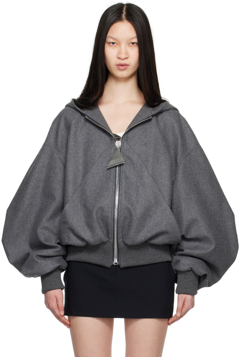 Dukserice The Attico Attico Hooded Bomber Jacket Siva | 248WCB41 W055