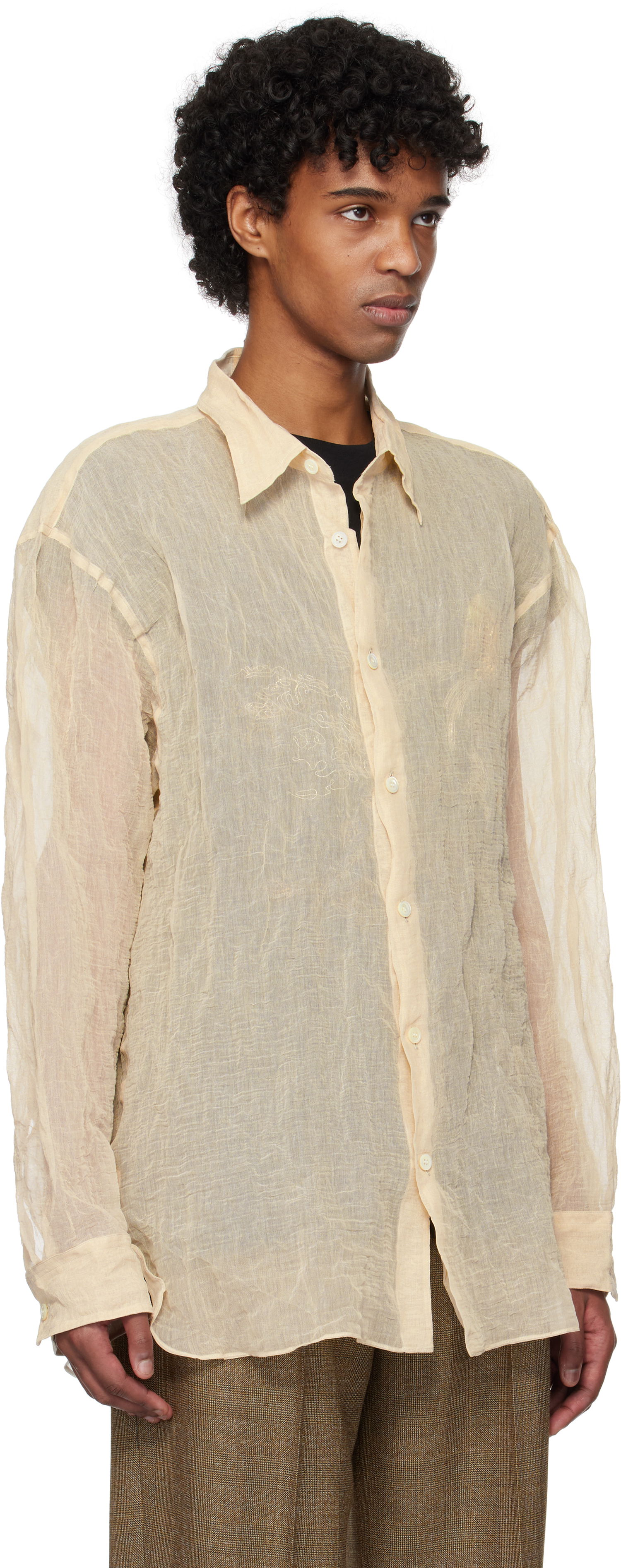 Košulja Dries Van Noten Dries Van Noten Metallic Thread Shirt Bež | 251-020732-1265, 1