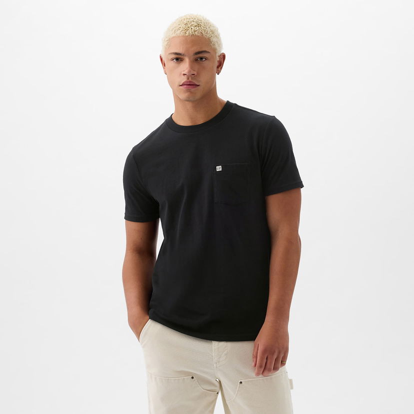 Majica kratkih rukava GAP Pocket Micro Logo Tee Black Crna | 857901-05
