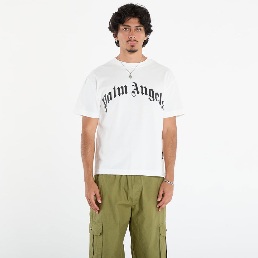 Majica kratkih rukava Palm Angels Palm Angels Curved Logo Regular T-Shirt Bijela | PMAA109F25JER0030310