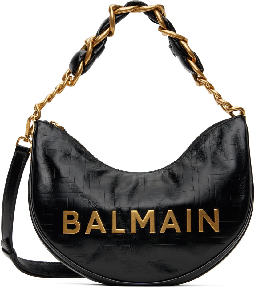 Ručna torbica Balmain Balmain 1945 Soft Moon Shoulder Bag Crna | EN1BQ954LETF