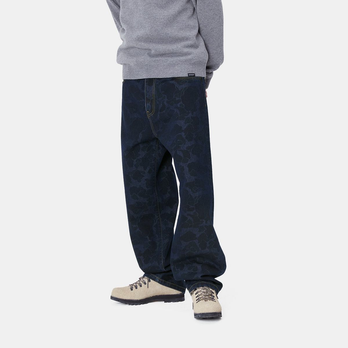 Jeans Carhartt WIP Relaxed Fit Printed Cotton Canvas Pants Plava | I033755_3, 1