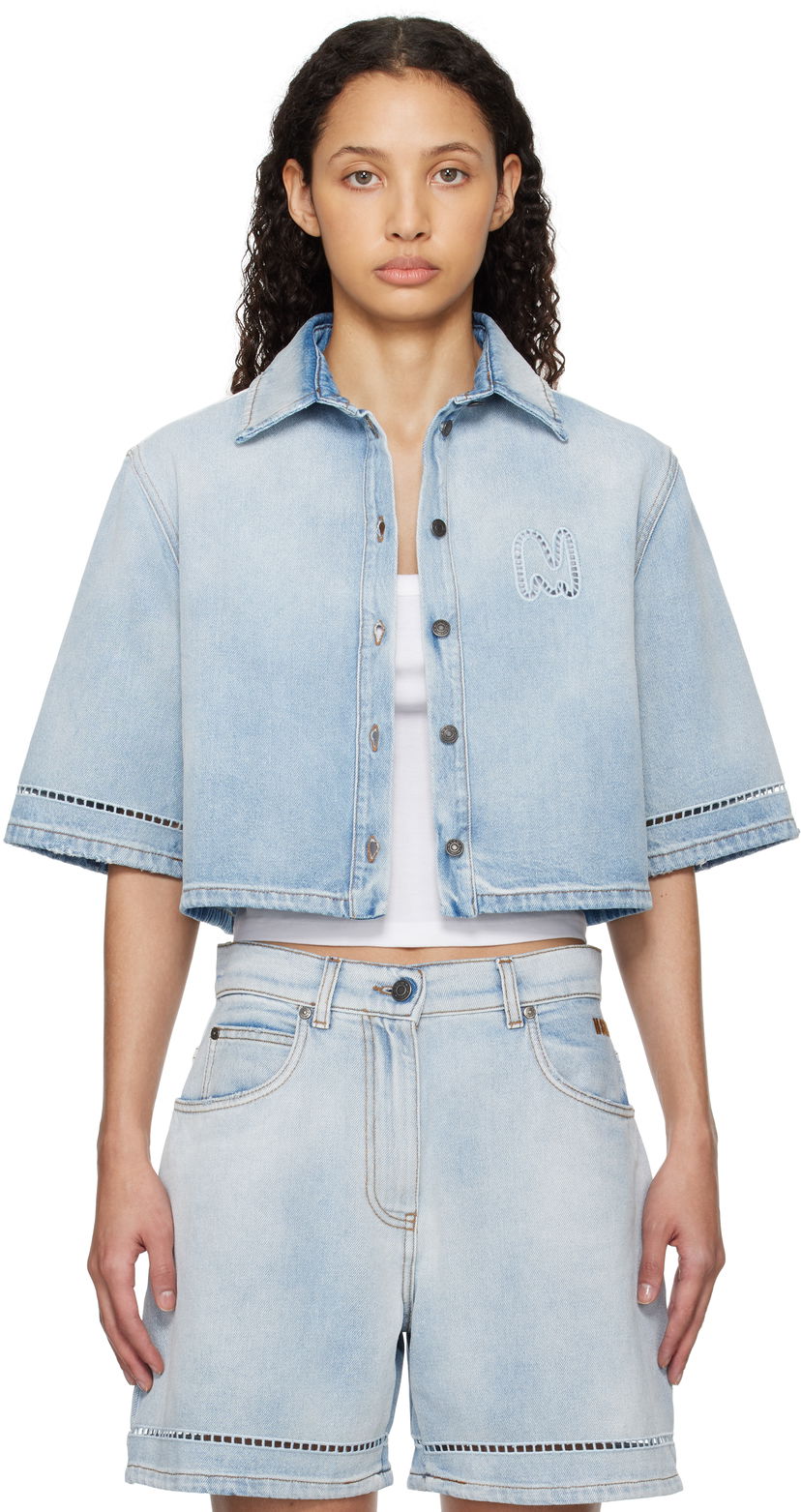Košulja MSGM MSGM Cropped Denim Shirt Plava | 3841MDE232X 257271