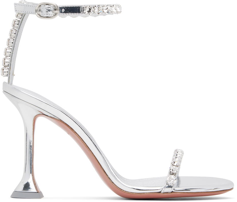 Haljina Amina Muaddi Amina Muaddi Gigi 95 Heeled Sandals Metalik | GIGI SANDAL 95