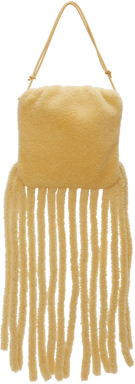 Ručna torbica Bottega Veneta Shearling 'The Fringe' Shoulder Bag Žuta | 630363 V03F1