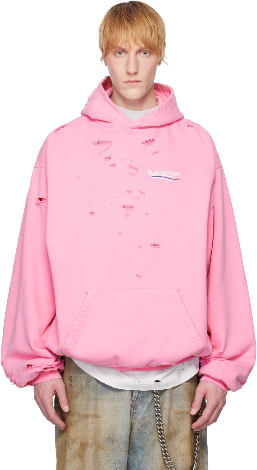 Dukserice Balenciaga Balenciaga Political Campaign Destroyed Hoodie Ružičasta | 818557TRVP9
