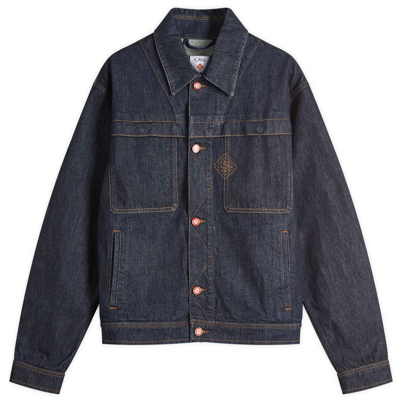 Jakna Casablanca Casablanca Embroidered Monogram Denim Jacket, Size Large Plava | MPF25-JK-401-01