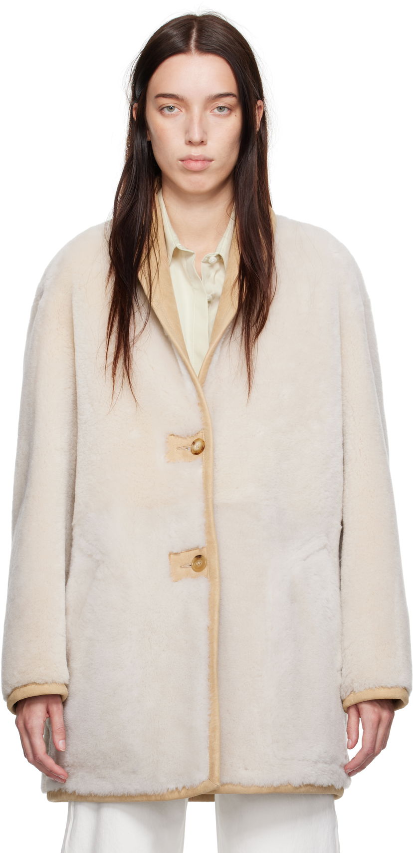 Kaputi CALVIN KLEIN Shearling Coat Bež | 81WL573-QJ5