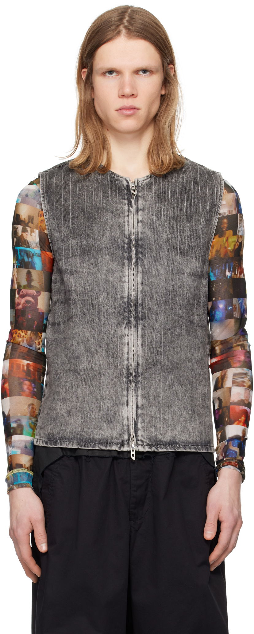 Prsluk Diesel D-Sund-S Pinstripe Denim Vest Siva | A17104-0ABCU-02