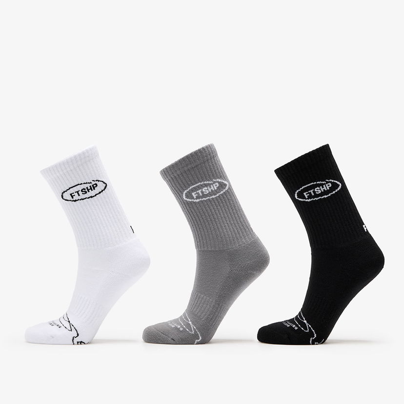 Čarape Footshop Basic Crew Socks 3-Pack Black/ White/ Grey Višebojno | FTSHP_360