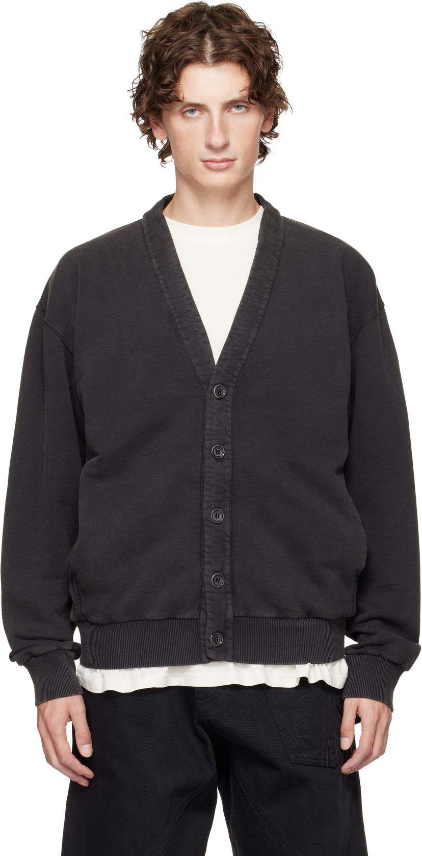 Džemper JW Anderson JW Anderson Garment-Dyed Cardigan Crna | JW0246-PG1842
