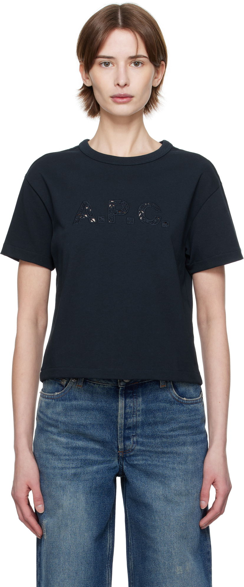 Crop top A.P.C. A.P.C. Annie Cropped T-Shirt Crna | COHBQ-F26495