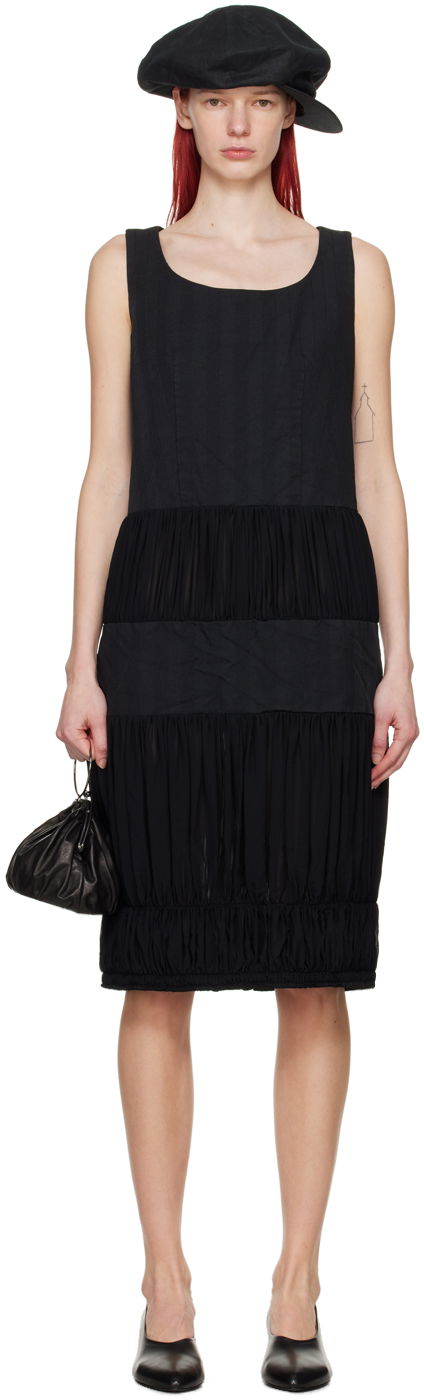 Haljina Comme des Garçons Comme des Garçons Ruched Midi Dress Crna | RM-A005-051