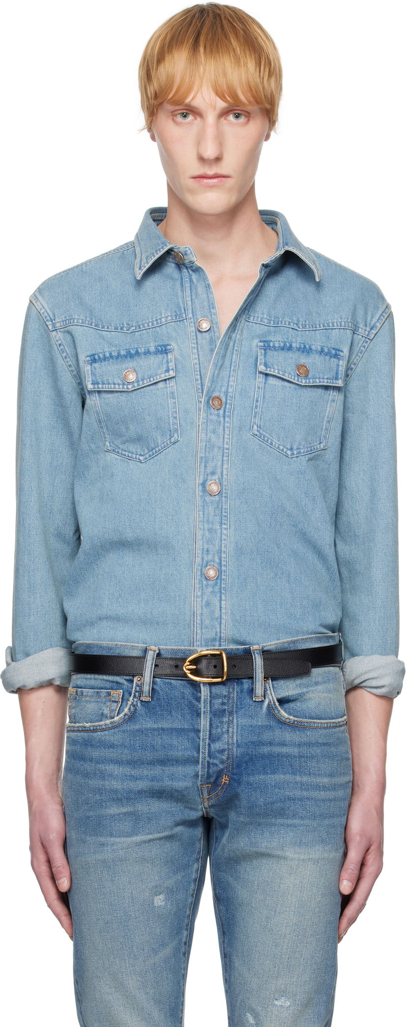 Košulja Tom Ford TOM FORD Washed Denim Overshirt Plava | HDS008-FMC205S25