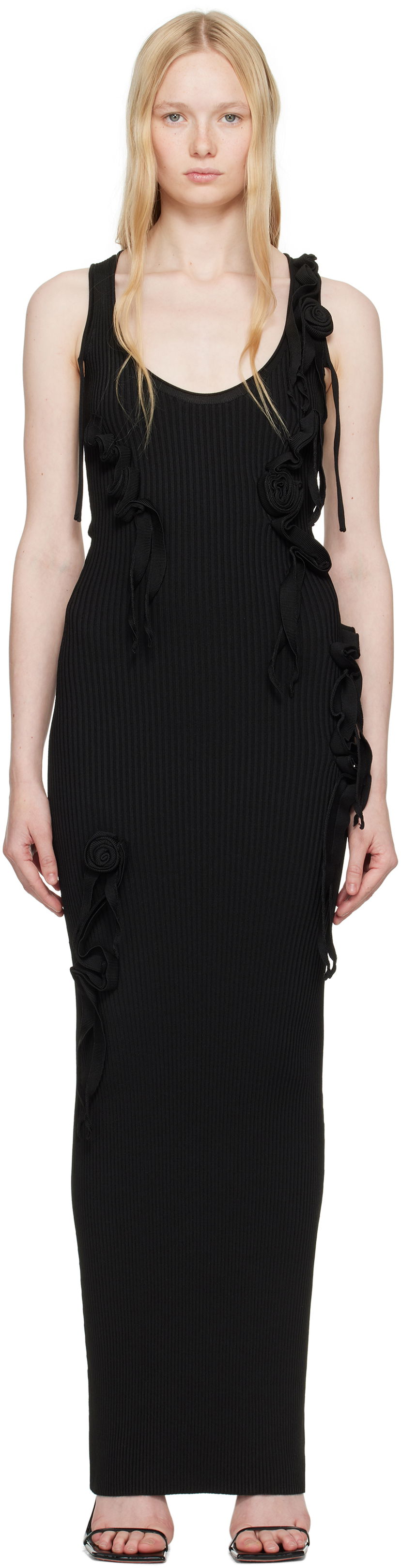 Haljina Coperni Coperni Knitted Ribbon Tank Maxi Dress Crna | COPML144Y3011
