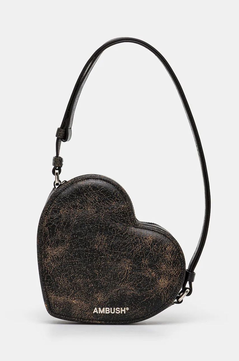 Torba za rame Ambush Crackle Heart Shoulder Bag Crna | BWNN006F24LEA0011000