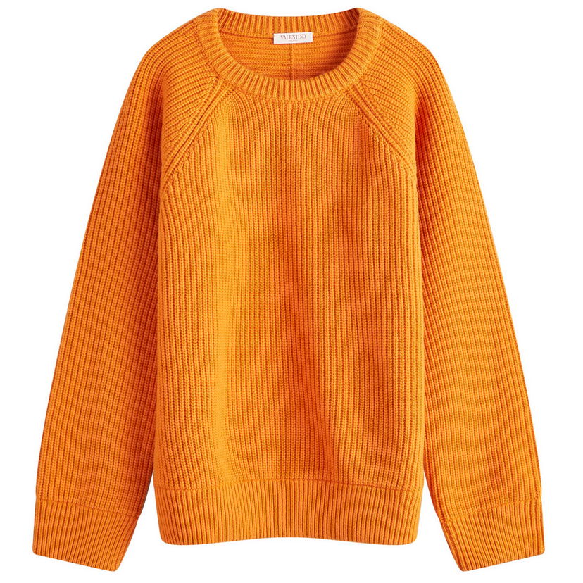 Džemper Valentino Fisherman Rib Crew Knit Narančasta | 5V0KC31CAGY-NH5