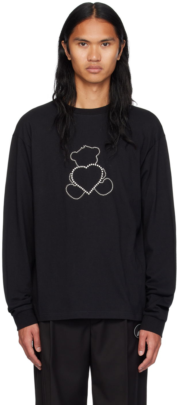 Majica kratkih rukava We11done Pearl Bear Long Sleeve T-Shirt Crna | WD-TT2-24-781-U-BK