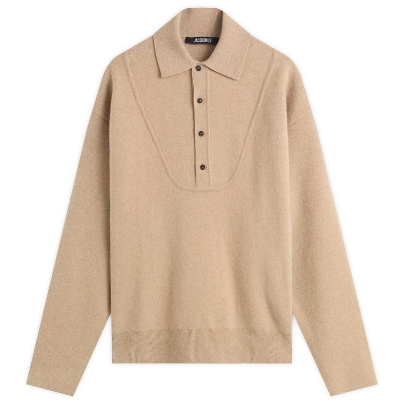 Džemper Jacquemus Jacquemus Knitted Polo, Size Large Bež | 25HSWM00609AK00276-150
