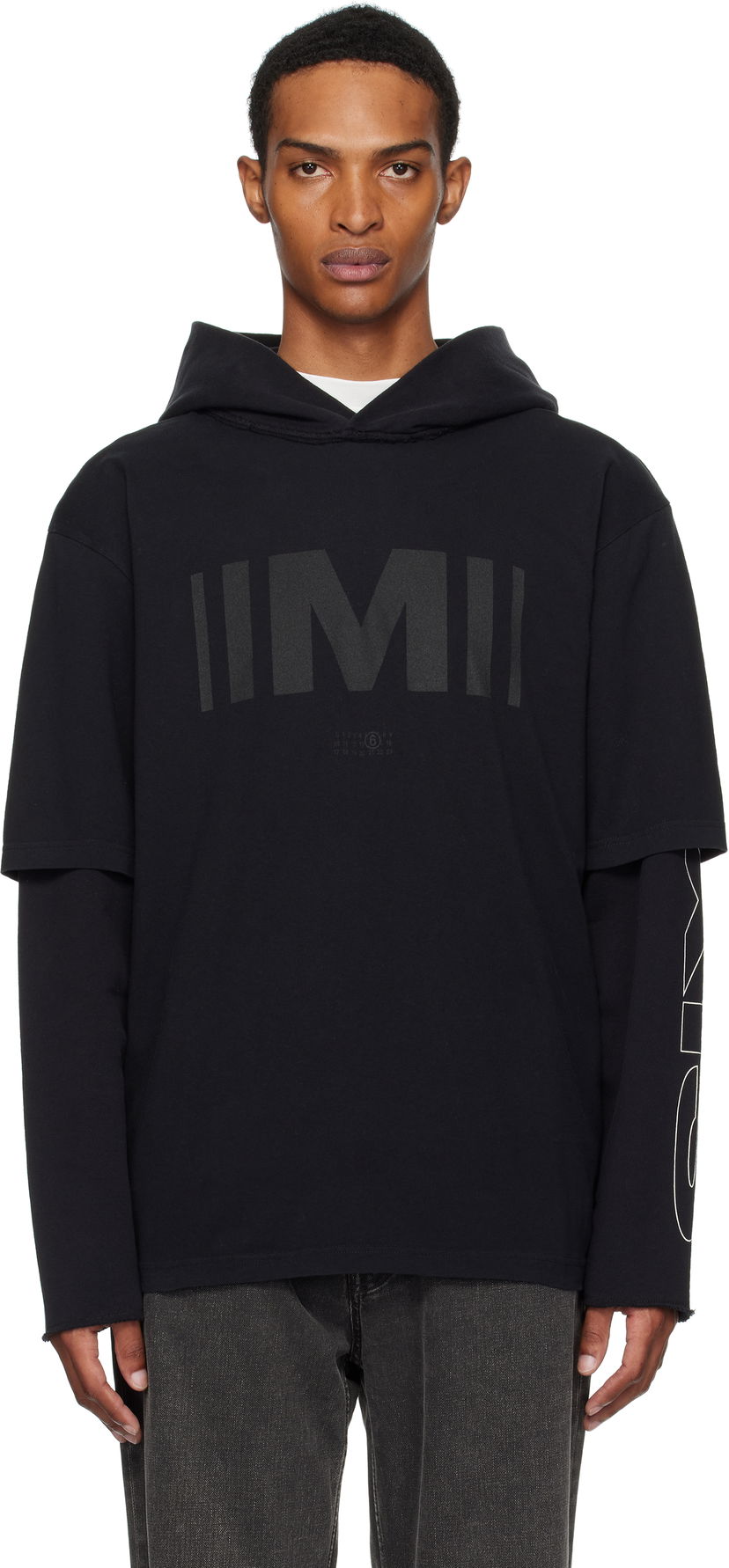 Dukserice Maison Margiela MM6 Maison Margiela Printed Layered Hoodie Crna | SH0GU0032 M20050
