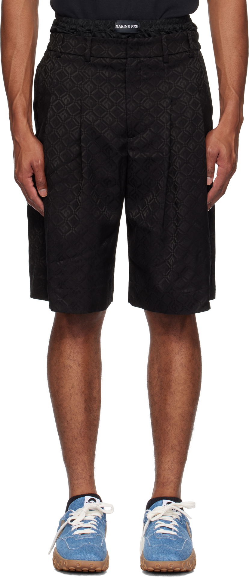 Kratke hlače Marine Serre Moon Diamond Jacquard Tailoring Shorts Crna | MSH010A CWOV0024