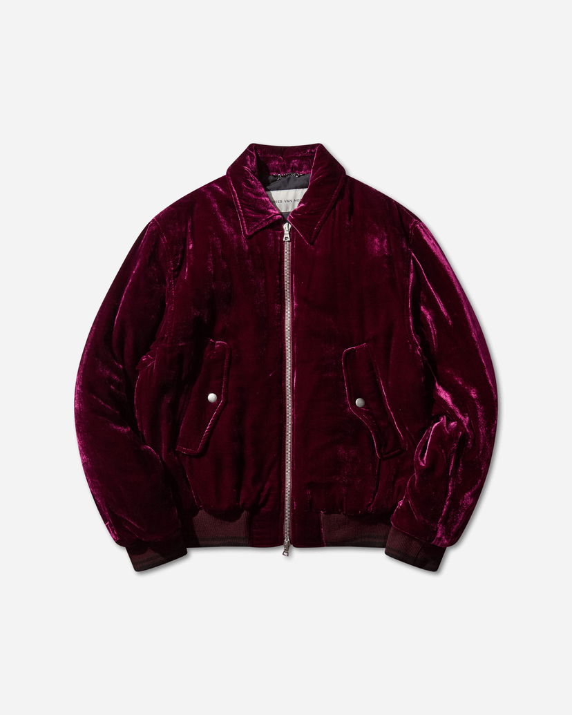 Bomber jakna Dries Van Noten Velvet Bomber Jacket Tamnocrvena | 252-020560-2282 400