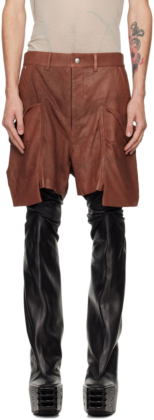 Kratke hlače Rick Owens Rick Owens Porterville Stefan Cargo Leather Shorts Crna | RU02D6382 LBA