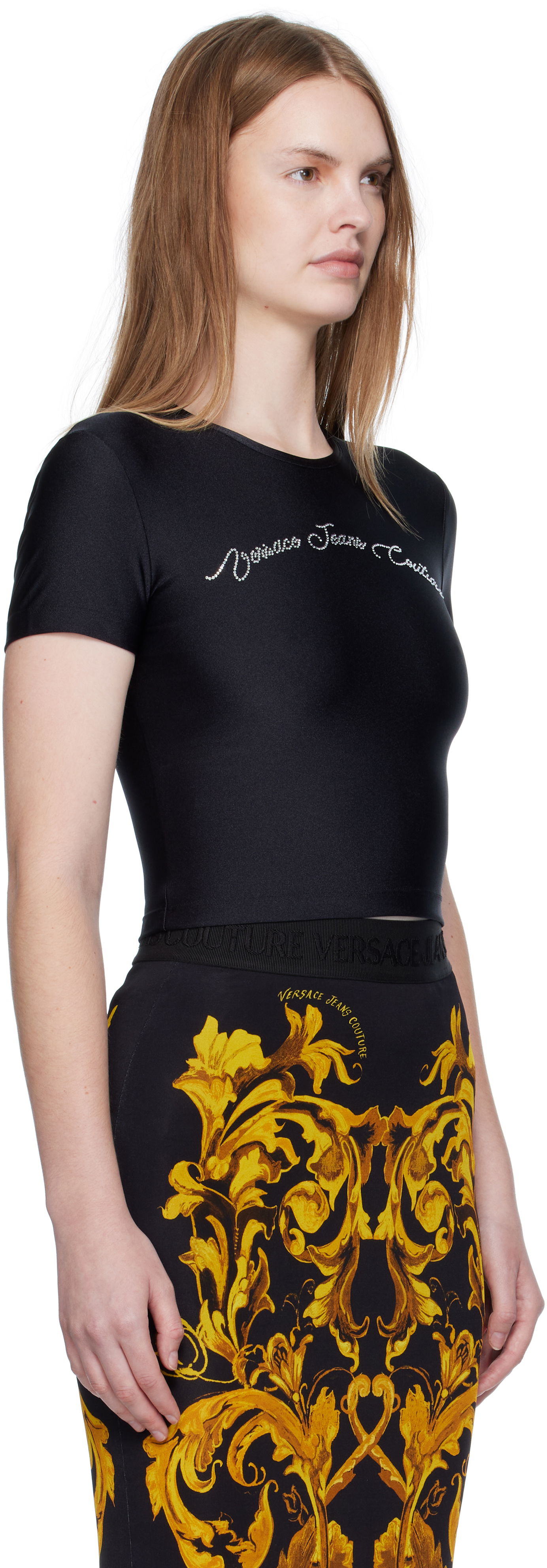 Majica kratkih rukava Versace Versace Jeans Couture Logo T-Shirt Crna | E79HAH6A2_EN0008, 1