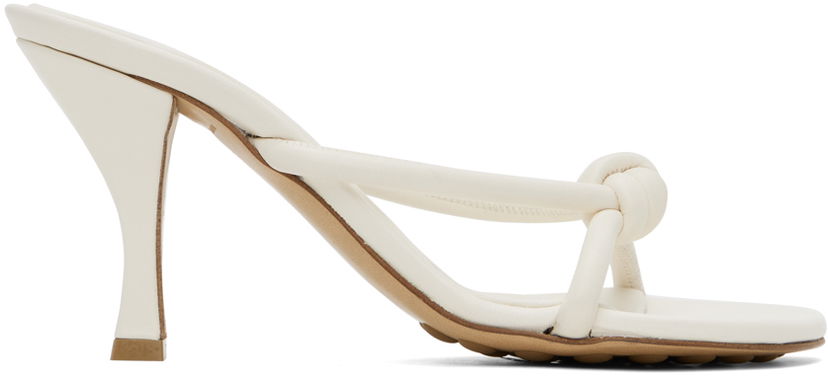Njega cipela Bottega Veneta Bottega Veneta Blink Knotted Leather Heeled Mules Bež | 775418 V3H60