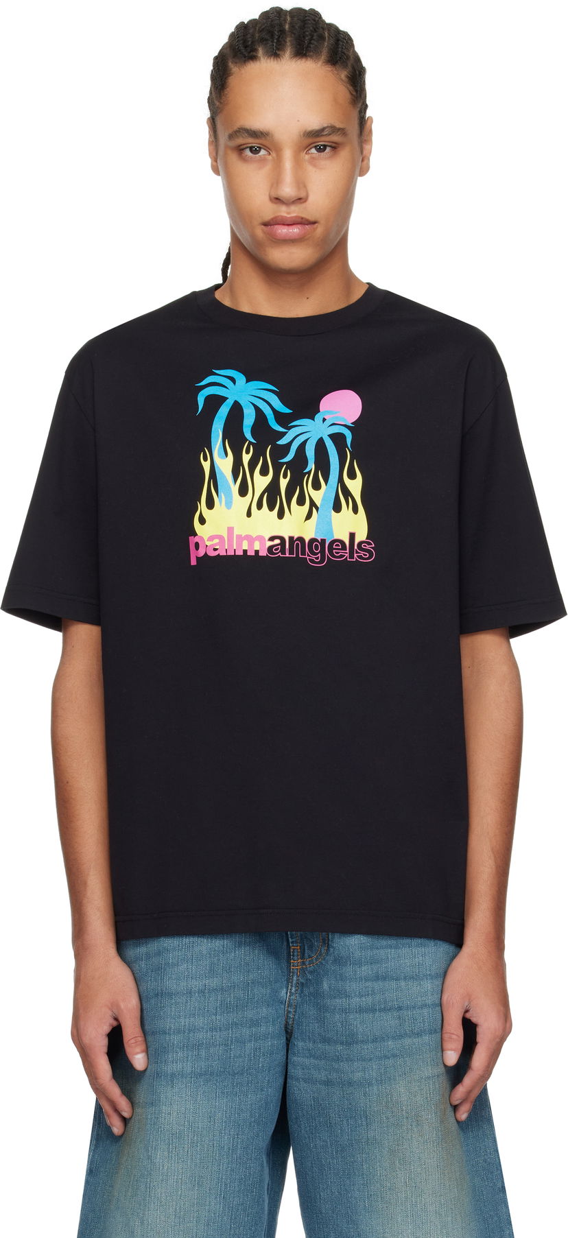 Majica kratkih rukava Palm Angels Palm Angels Burning Oasi Graphic T-Shirt Crna | PMAA089S25JER0021084