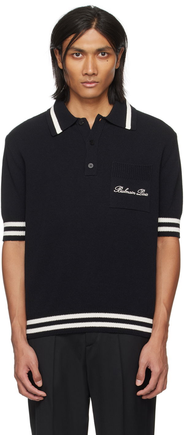Polo majica Balmain Signature Polo Crna | CH1GB045KF96