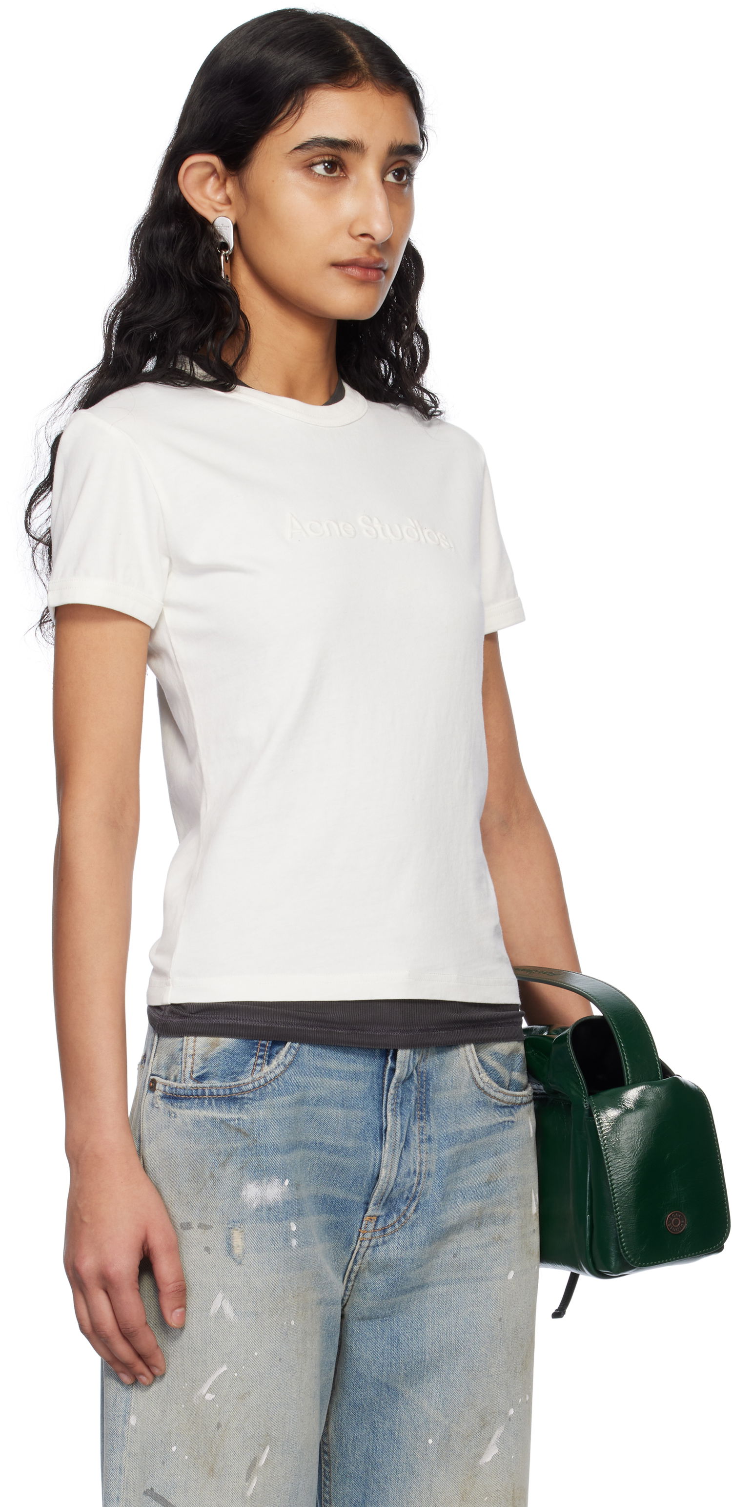 Majica kratkih rukava Acne Studios Acne Studios Fitted Logo T-Shirt Bijela | AL0469-, 1