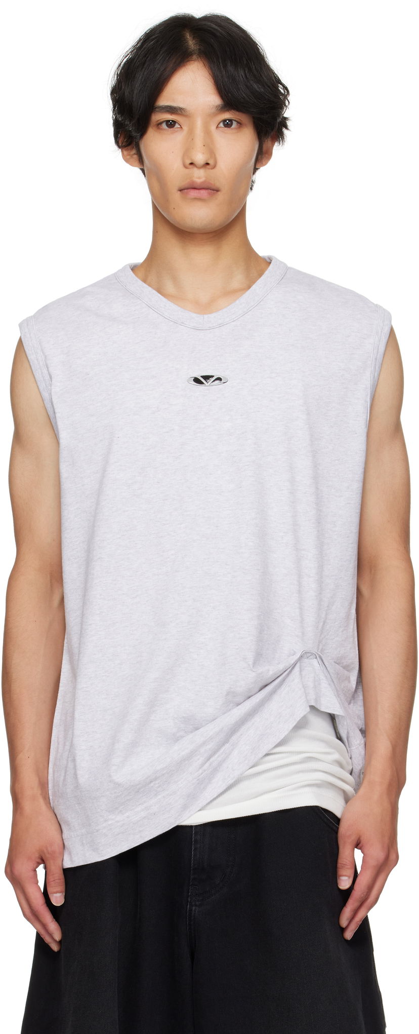 Majica bez rukava VETEMENTS Vetements Oval Logo Jersey Tank Top Siva | UH76TR550G