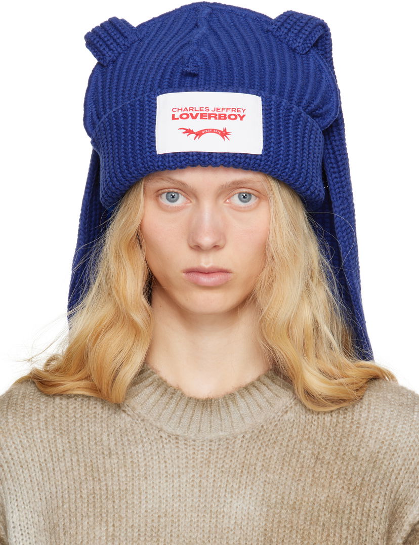 Kapica Charles Jeffrey Loverboy Charles Jeffrey LOVERBOY Chunky Knit Rabbit Beanie Plava | 54130401