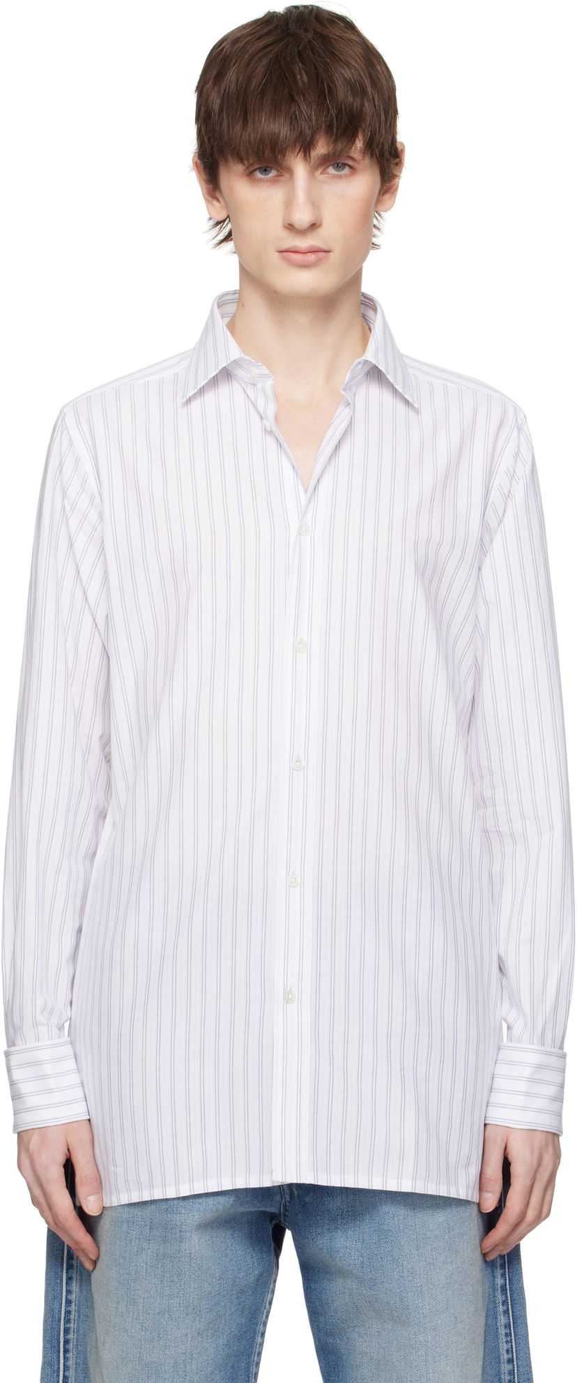 Košulja Maison Margiela Maison Margiela Striped Long-Sleeved Shirt Bijela | S50DT0048 M35280