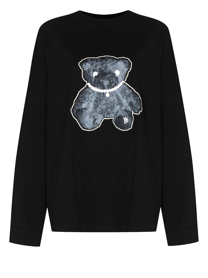 Majica kratkih rukava We11done WE11DONE Teddy Bear Print Oversized Sweatshirt Crna | WDTT920116 BLACK